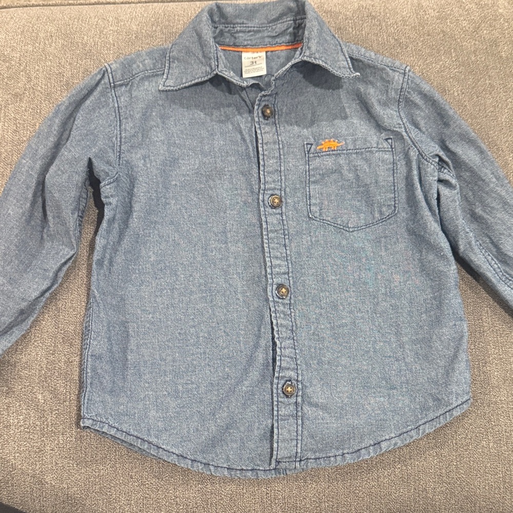 Carters 3T Blue Long Sleeve Button Down Shirt